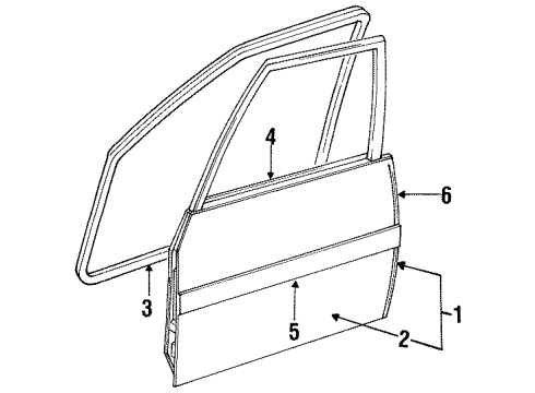 1991 Ford Escort Door & Components, Exterior Trim Side Molding Diagram for F7CZ6120939DPTM