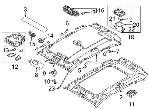 2015 Hyundai Santa Fe Interior Trim - Roof Rear Map Lamp Assembly, Right Diagram for 92820-2W000-OM