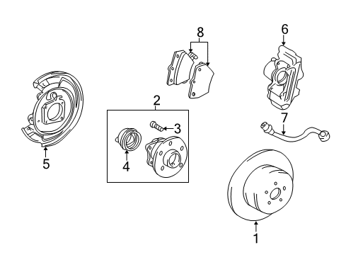 2010 Pontiac Vibe Anti-Lock Brakes Shield, Rear Brake Diagram for 19184536