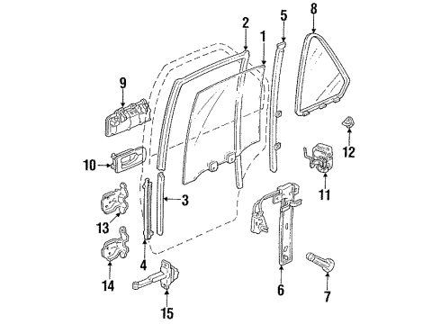 1991 Honda Accord Door & Components Sash, R. RR. Door Center Diagram for 72731-SM5-003