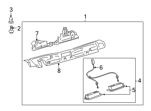 2019 Lexus LX570 License Lamps Retainer Sub-Assy, Back Door Garnish Diagram for 76809-60050