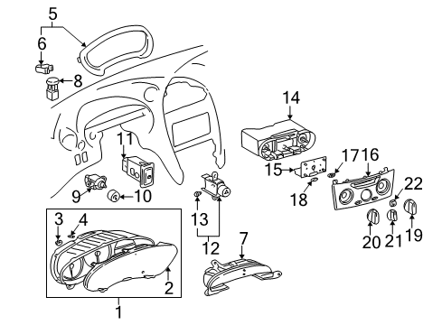 2000 Toyota Celica Instruments & Gauges Speedometer Head Diagram for 83220-20510