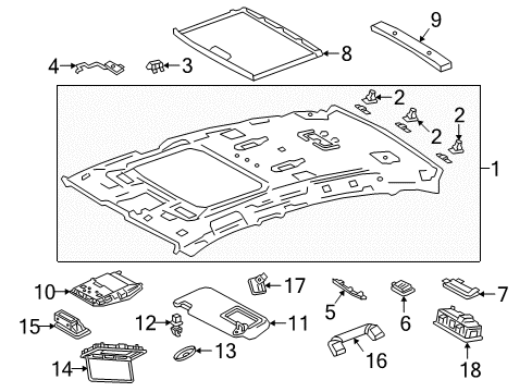 2021 Lexus LS500h Interior Trim - Roof Lamp Sub-Assembly, Map Diagram for 81208-50290-A0