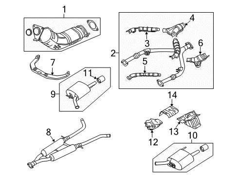 2010 Infiniti M35 Exhaust Components Front Exhaust Tube Assembly Diagram for 20020-EJ90A