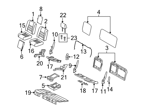 2008 Ford F-250 Super Duty Rear Seat Components Spring Pad Diagram for 4C3Z-2663841-AA