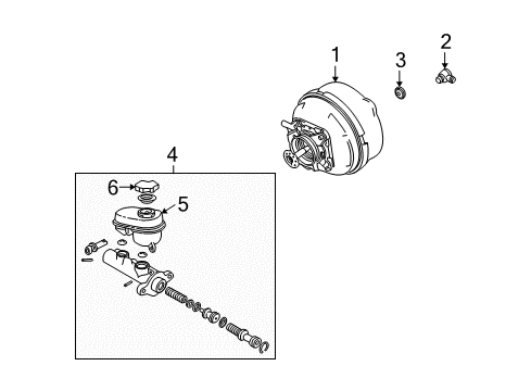 2008 Cadillac STS Hydraulic System Power Brake Booster Assembly Diagram for 88967254