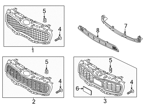 2018 Kia Sportage Grille & Components Front Bumper Grille Diagram for 86561D9000
