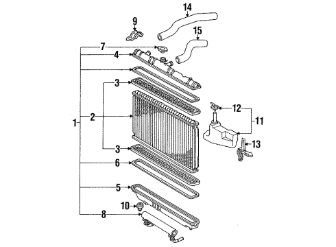 1990 Lexus ES250 Radiator & Components Radiator Assembly Diagram for 16400-62061