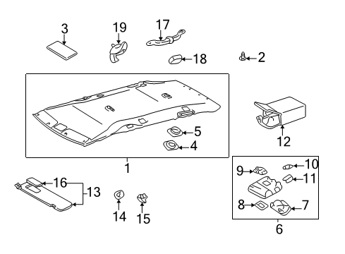2001 Toyota Sienna Interior Trim - Roof Map Lamp Assembly Diagram for 63650-AE021-A0
