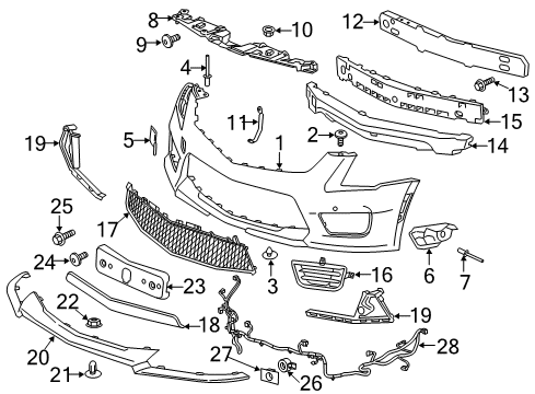 2017 Cadillac ATS Parking Aid Lower Grille Diagram for 23193509