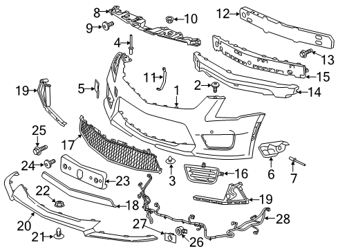 2017 Cadillac ATS Parking Aid Impact Bar Diagram for 22998358