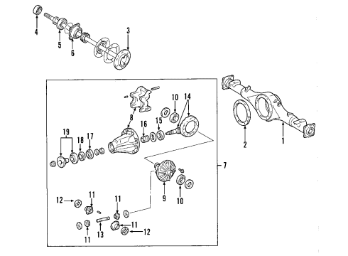 2004 Lexus GX470 Rear Axle, Differential, Propeller Shaft Carrier Assembly, Differential Diagram for 41110-3D551