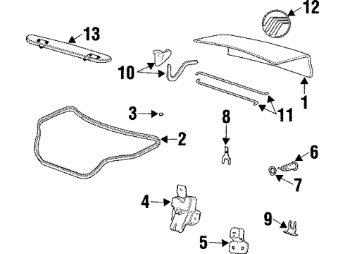1998 Mercury Sable Trunk Lock Cylinder Diagram for F8DZ-5443262-EB