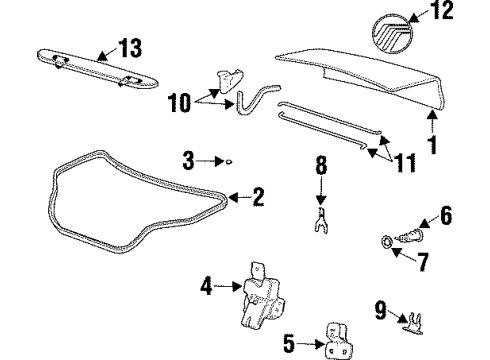 1998 Mercury Sable Trunk Weatherstrip Diagram for XF4Z5443720AA