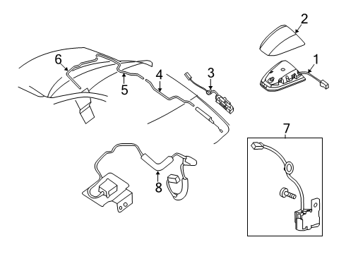 2019 Nissan Maxima Antenna & Radio Ant Assembly-Sat Diagram for 28208-9N11A