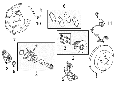 2015 Lexus NX200t Brake Components Rear Driver Disc Brake Cylinder Assembly Diagram for 47850-78010