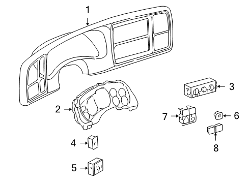 2002 Cadillac Escalade Switches Instrument Cluster Assembly Diagram for 15055364