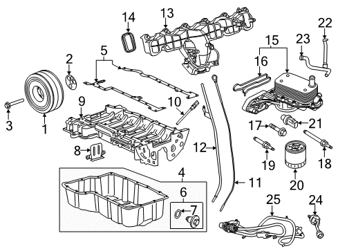 2015 Ford Transit-350 Engine Parts, Mounts, Cylinder Head & Valves, Camshaft & Timing, Variable Valve Timing, Oil Cooler, Oil Pan, Oil Pump, Crankshaft & Bearings, Pistons, Rings & Bearings Dipstick Diagram for CK4Z-6750-A