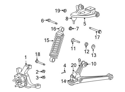 2006 Dodge Viper Suspension Components, Lower Control Arm, Upper Control Arm, Stabilizer Bar Knuckle-Rear Diagram for 5134994AA