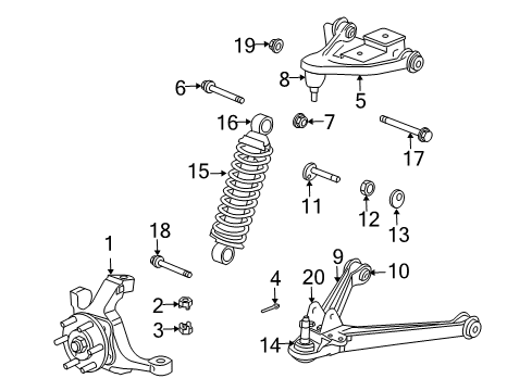 2006 Dodge Viper Suspension Components, Lower Control Arm, Upper Control Arm, Stabilizer Bar Tie Rod-Outer Diagram for 5290168AC