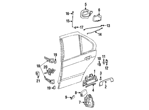 1996 BMW 328i Lock & Hardware Left Operating Rod Diagram for 51221977617