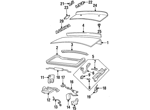 1999 Chevrolet Lumina Trunk Lid & Components, Spoiler, Exterior Trim Hinge Kit, Rear Compartment Lid Diagram for 10275697