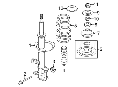 2020 Nissan Versa Struts & Components - Front Nut Diagram for 54588-1HA0C