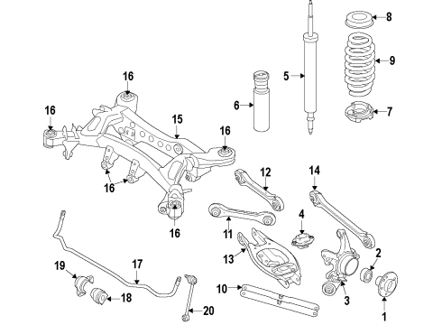 2020 BMW M2 Rear Suspension, Rear Axle, Lower Control Arm, Upper Control Arm, Stabilizer Bar, Suspension Components Rubber Mount, Roll-Over Strut Diagram for 33326770829