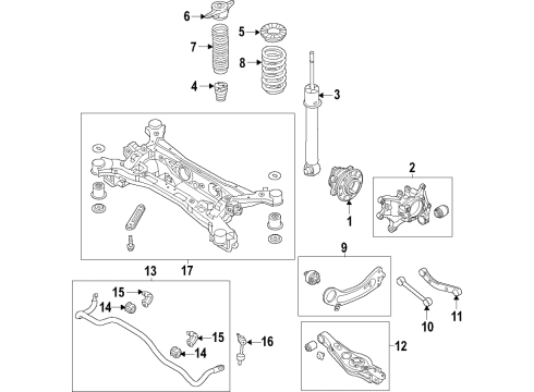 2018 Kia Sportage Rear Suspension Components, Lower Control Arm, Upper Control Arm, Stabilizer Bar Rear Shock Absorber Assembly Diagram for 55311D9150