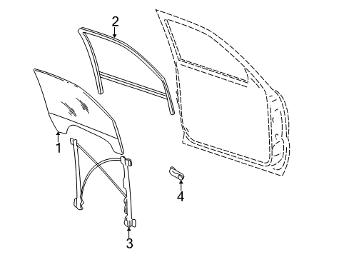 2004 Chevrolet Silverado 1500 Front Door Glass Diagram for 15891714