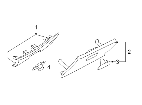 2018 Nissan Versa Glove Box Striker-Glove Box Lid Diagram for 68640-3BA0A