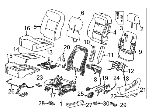 2019 GMC Sierra 2500 HD Driver Seat Components Headrest Diagram for 23174193