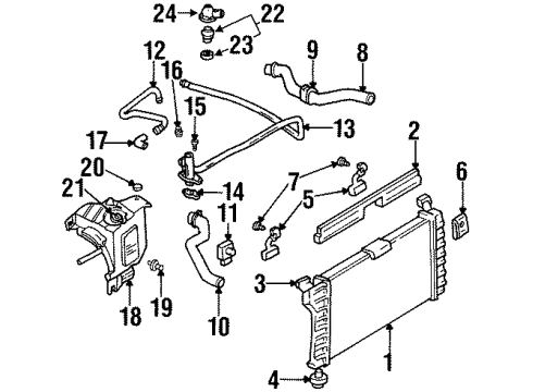 1995 Chevrolet Monte Carlo Radiator & Components Radiator Overflow Hose Diagram for 14099411