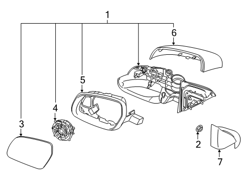 2021 Hyundai Venue Mirrors Rear View Mirror Scalp, Left, Exterior Diagram for 87616-K2000