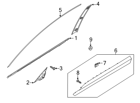 2020 Hyundai Palisade Exterior Trim - Front Door GARNISH Assembly-FRT Dr Side, LH Diagram for 87721-S8100