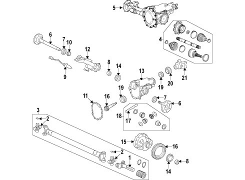 2020 Chevrolet Silverado 3500 HD Front Axle, Differential, Drive Axles, Propeller Shaft Axle Assembly Diagram for 84649888