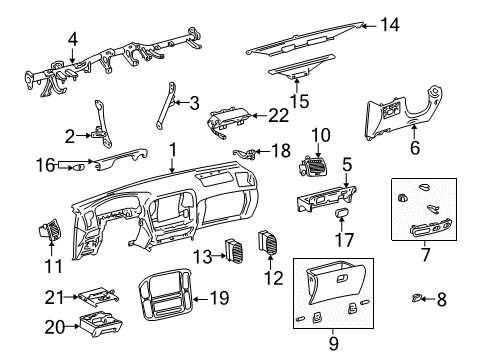2001 Toyota Land Cruiser Instrument Panel Brace Sub-Assy, Instrument Panel To Floor Diagram for 55309-60041