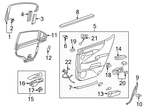 2014 Lexus LS460 Interior Trim - Rear Door Curtain Sub-Assembly, Rear Diagram for 65908-50023-C0