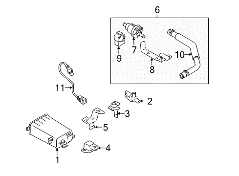 2008 Kia Rio5 Emission Components Insulator Diagram for 29013-3E100