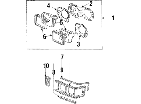 1988 Toyota Van Headlamps Sealed Beam Retainer Ring Diagram for 81111-20360