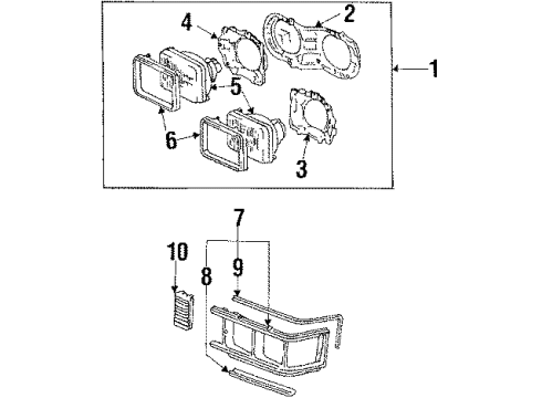 1988 Toyota Van Headlamps Driver Side Headlight Assembly Diagram for 81150-28051