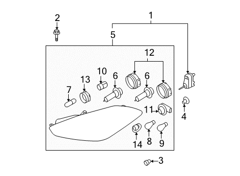 2007 Hyundai Tiburon Headlamps Retainer-Boss Mounting Diagram for 924083E580