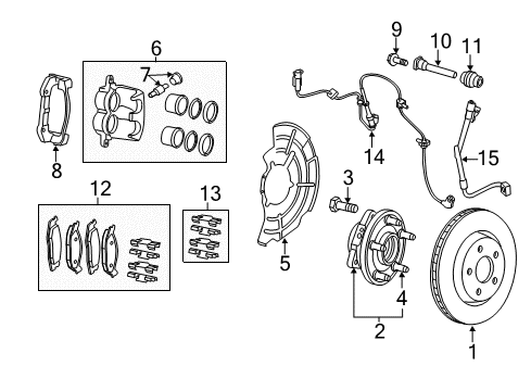 2013 Jeep Grand Cherokee Front Brakes Spring-Retaining Diagram for 68052368AB