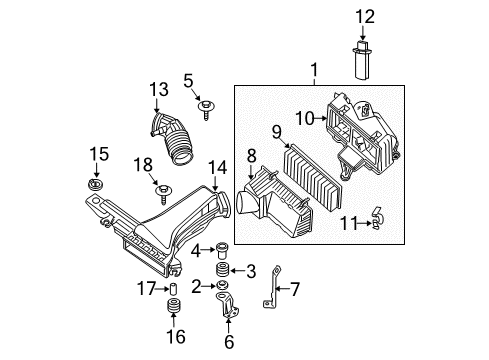 2011 Nissan Maxima Filters Duct Assembly-Air Diagram for 16554-9N00A