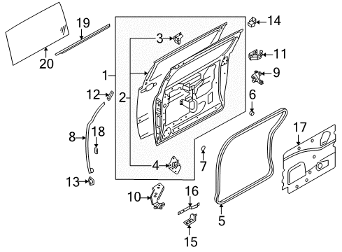 2007 Nissan Quest Side Door & Components, Glass & Hardware, Exterior Trim Roller Assy-Slide Door, Lower RH Diagram for 82420-5Z000