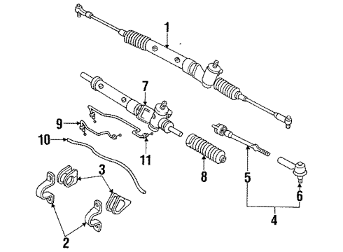 1992 Nissan Sentra P/S Pump & Hoses, Steering Gear & Linkage Socket Assembly Tie Rod Diagram for 48521-Q5601