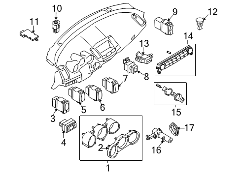 2008 Nissan Maxima Parking Aid Speedometer Instrument Cluster Diagram for 24800-ZK30A