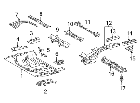 2021 Lexus NX300 Rear Floor & Rails Floor Crossmember Diagram for 57607-78010