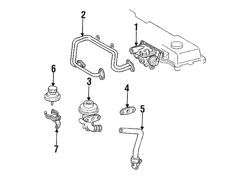 1993 Toyota Land Cruiser A.I.R. System Valve Assembly, Reed Diagram for 17350-66010