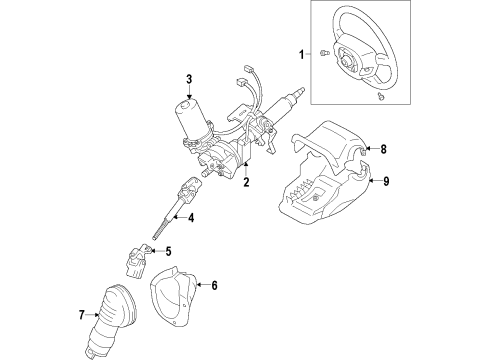 2019 Toyota Prius C Steering Column & Wheel, Steering Gear & Linkage Steering Wheel Diagram for 45100-47150-C3